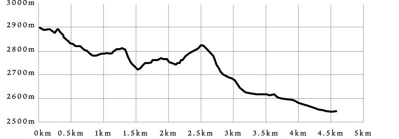 3日目のコースの距離と高さのグラフ
