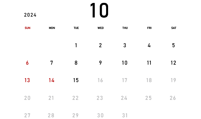 10月の予約状況カレンダー